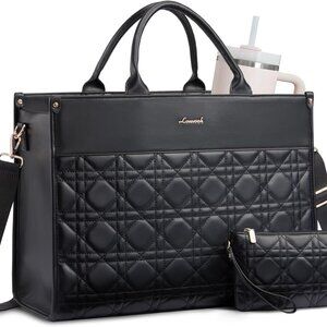 Laptop Tote Bag for Women,Waterproof Leather Work Bag for Teacher,Business Offic